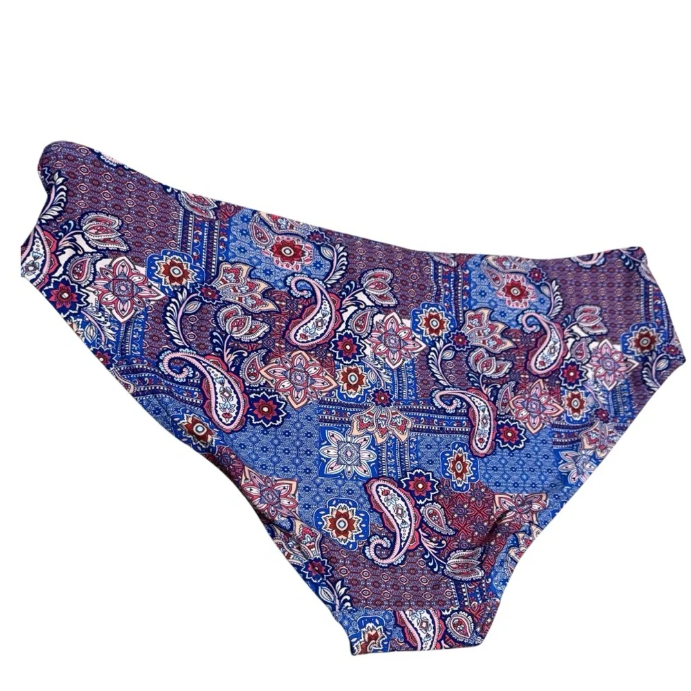 Nip Tuck Swimwear Paisley NWT‎ Mid Rise Bikini Bottoms Sz 14 Blue Full Coverage - Picture 5 of 12